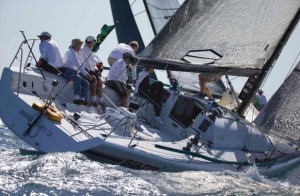 Corinthian winners Mick and Marlene Shlens sail Blade II upwind